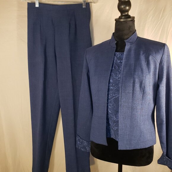 Sag Harbor Petites Vintage Blue 3 Piece Pant Suit 6P - Picture 1 of 9